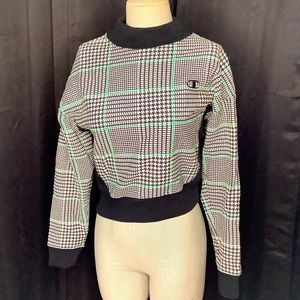 CHAMPION REVERSE WEAVE BLACK & GREEN HOUNDSTOOTH SWEATSHIRT